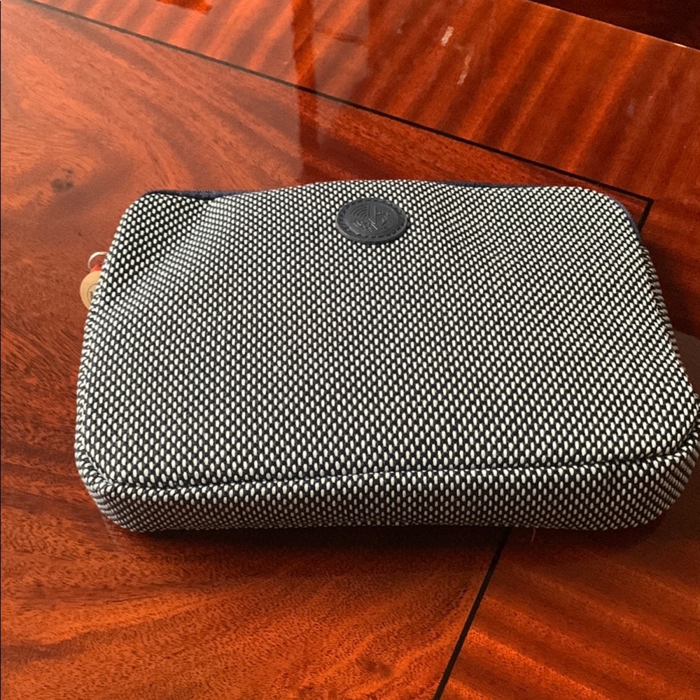 Blue and White Textured Pouch